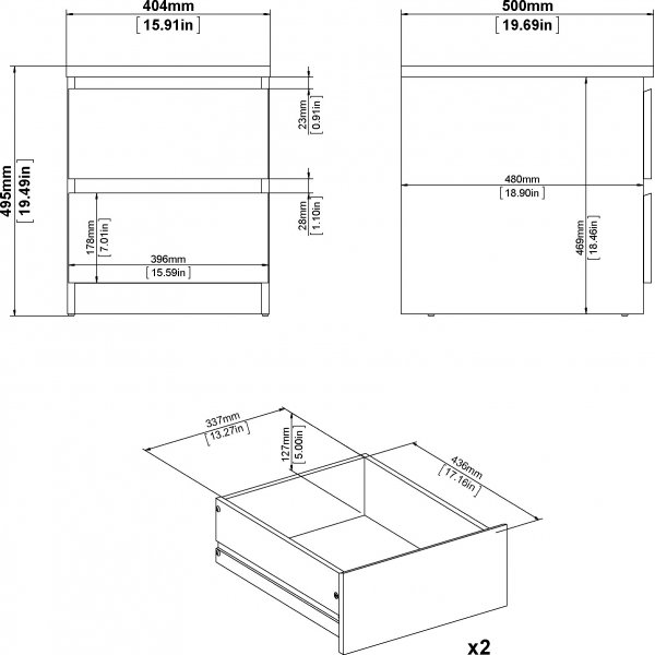 Naia sngbord 2 - Vit ask