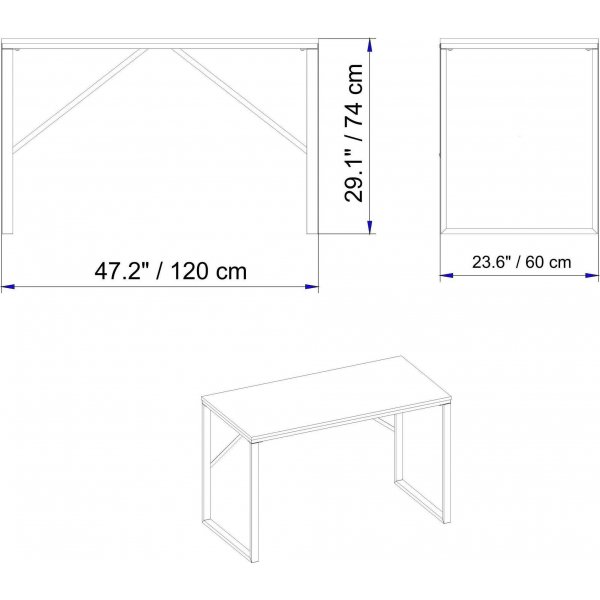 Landi skrivbord 120x60 cm - Svart/ek