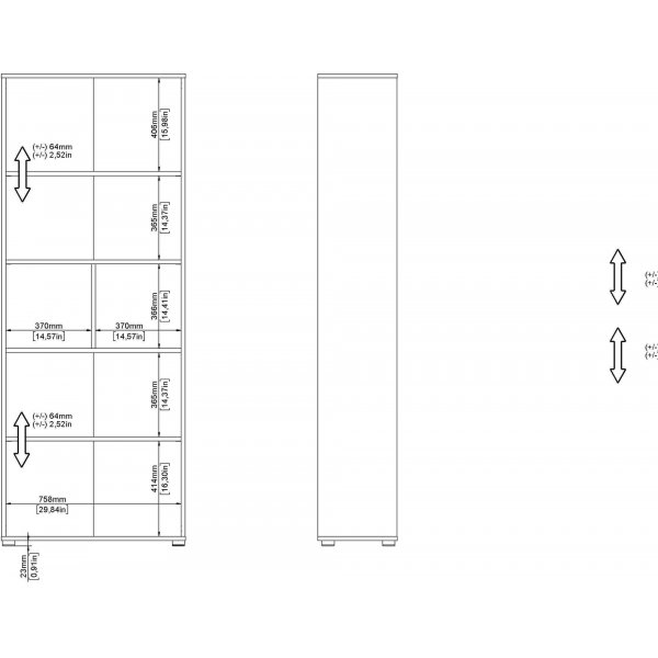 Bibliothèque haute Sign avec 2 portes - Blanc/hickory Bibliothèque haute Sign avec 2 portes - Blanc/hickory