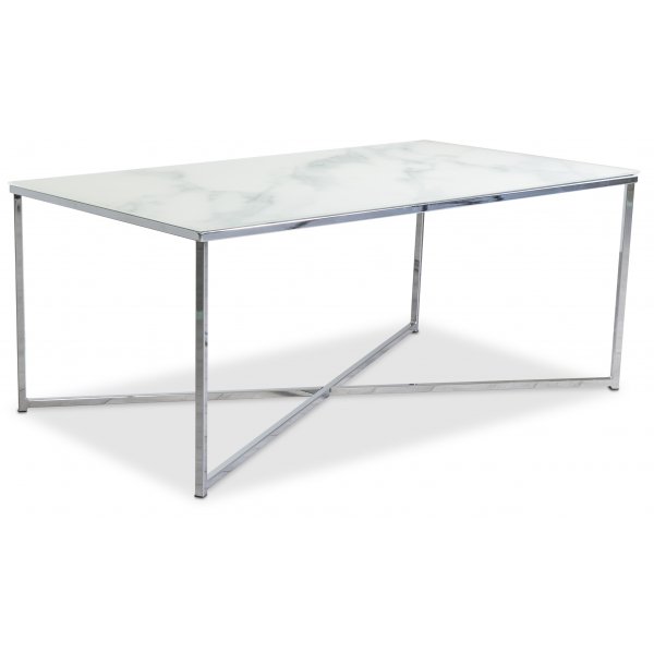 Palasso soffbord 110 cm - Krom / Ljus marmorering + Flckborttagare fr mbler