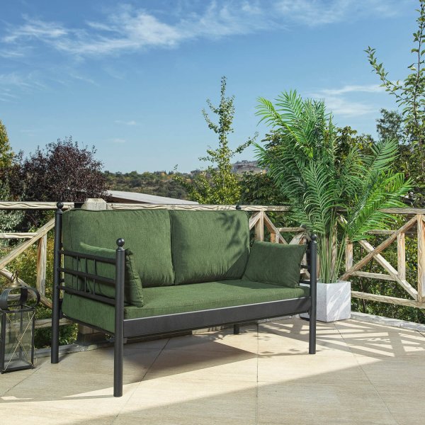 Canap d'extrieur 2 places Manyas - Noir/vert + Nettoyage textile pour meubles