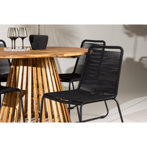 Lumpur rund matgrupp med 4 st Lindos stolar - Svart + 3.00 x Möbeltassar Lumpur rund matgrupp med 4 st Lindos stolar - Svart + 3.00 x Möbeltassar