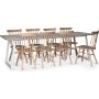 Edge matgrupp; Matbord i vit HPL 240x90 cm med 8 st Orust pinnstolar Whitewash