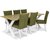 Isabelle matgrupp - Bord inklusive 6 st Crocket stolar med grn kldsel - Vit/ekbets