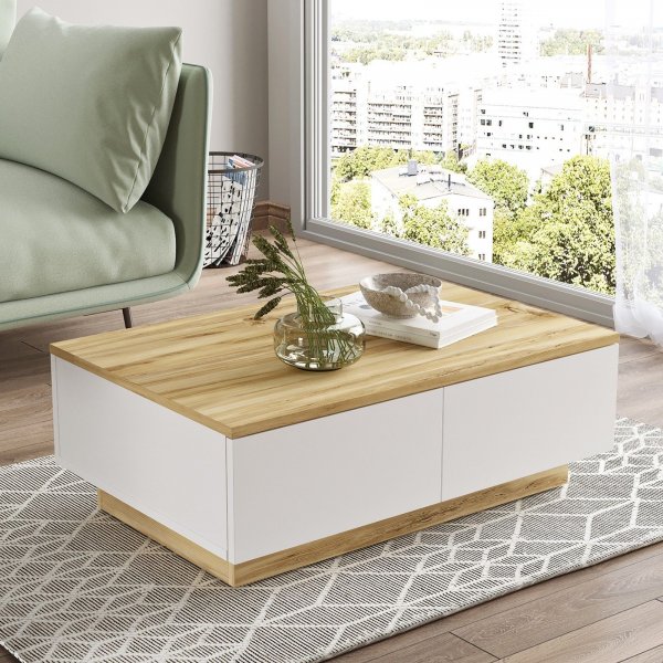 Luvio soffbord 17, 90x60 cm - Ek/vit