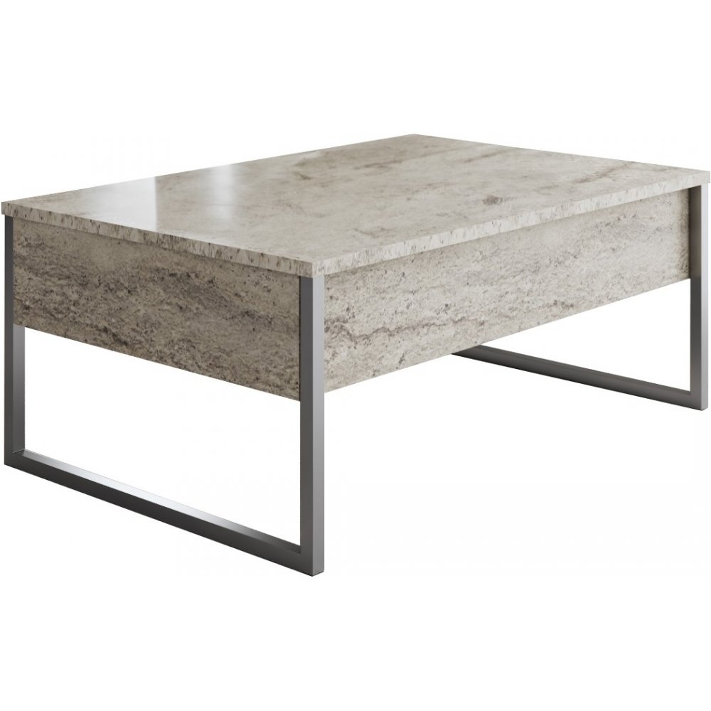Lux soffbord 90 x 60 cm - Travertin/silver - Soffbord, Bord