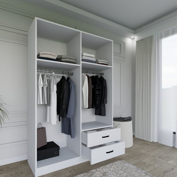 Armoire Yaman 120 x 45 x 180 cm Variante B - Blanc mat Armoire Yaman 120 x 45 x 180 cm Variante B - Blanc mat