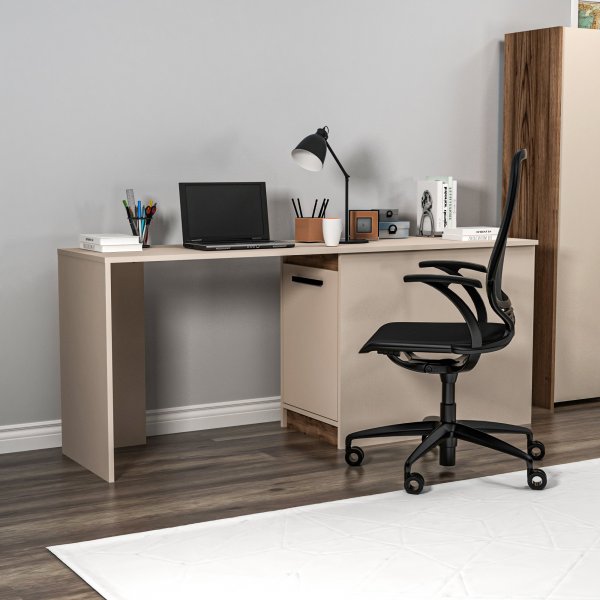 Bureau Akser 180 x 47 cm - Noyer clair/beige Bureau Akser 180 x 47 cm - Noyer clair/beige