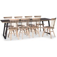 Edge 3.0 matgrupp 240x90 cm inkl 8 st vitoljade Orust pinnstolar - Svart Högtryckslaminat (HPL) Edge 3.0 matgrupp 240x90 cm inkl 8 st vitoljade Orust pinnstolar - Svart Högtryckslaminat (HPL)