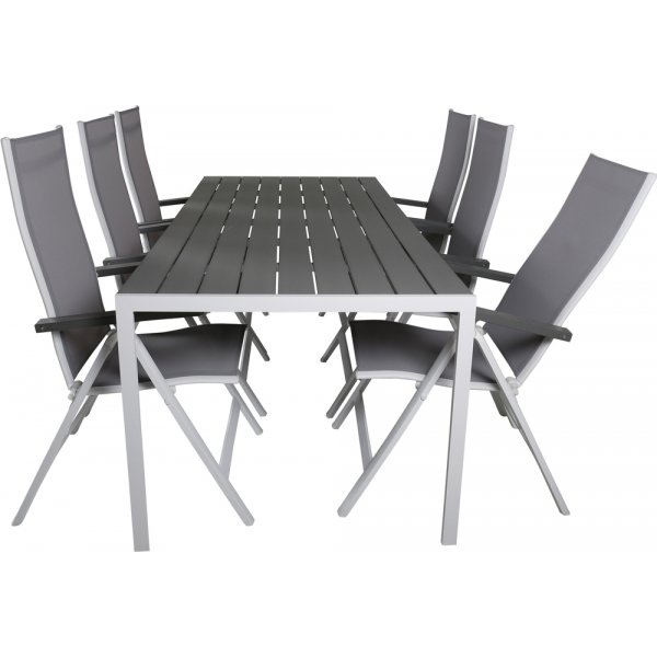 Break utematgrupp med 6 st Albany stolar - Gr/Vit