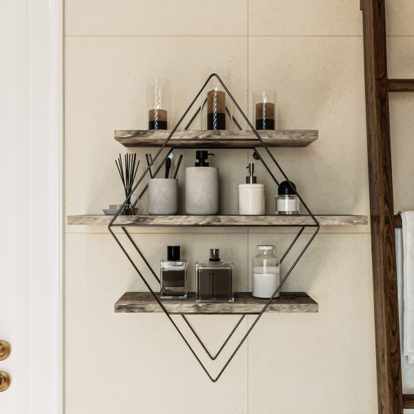 Etagère murale Dekoryum Chêne/noir Etagère murale Dekoryum Chêne/noir