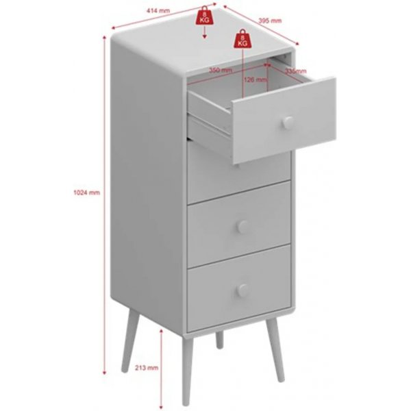 Gaia smal byrå - Vit Gaia smal byrå - Vit