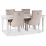 Paris matgrupp vitt bord med 4 st Tuva Decotique stolar i beige sammet med rygghandtag