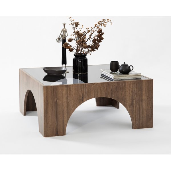 Table basse Seine 80 x 80 cm - Noyer/gris fonc