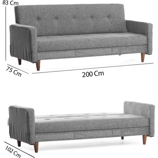 Canapé convertible 3 places Hiko Gris clair Canapé convertible 3 places Hiko Gris clair