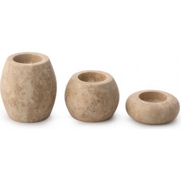 Ljushållare i beige Travertinmarmor - 3 delar Ljushållare i beige Travertinmarmor - 3 delar