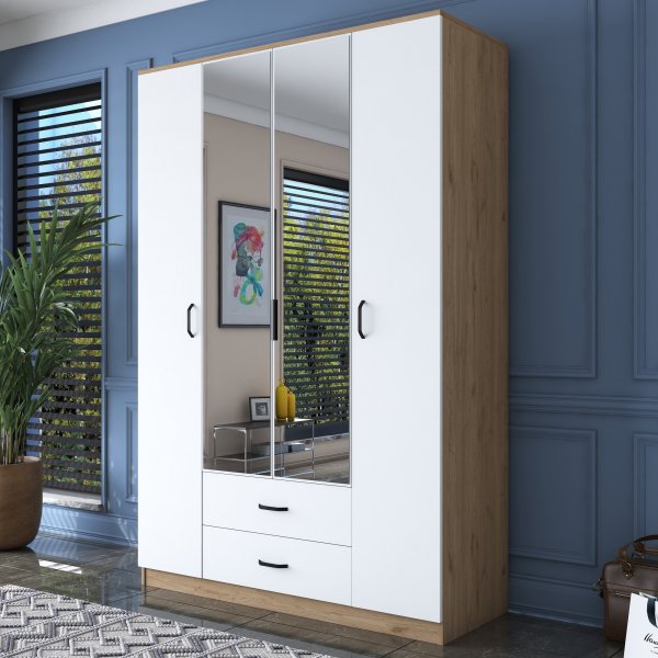Bardo garderob 140 x 51,5 x 210 cm - Valnöt/vit Bardo garderob 140 x 51,5 x 210 cm - Valnöt/vit