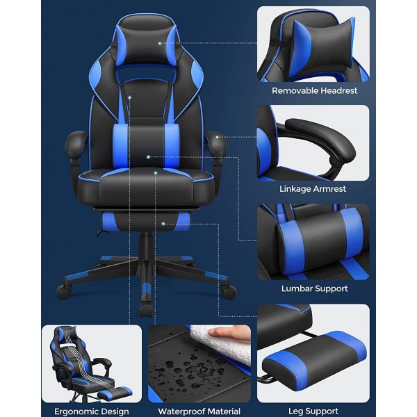 Chaise de bureau Vilhelm - Noir/bleu Chaise de bureau Vilhelm - Noir/bleu