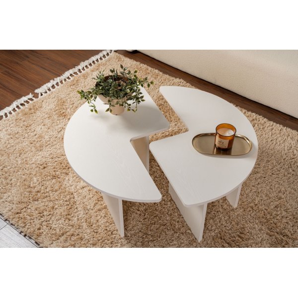 Moira soffbord Ø90 cm - Vit trä Moira soffbord Ø90 cm - Vit trä