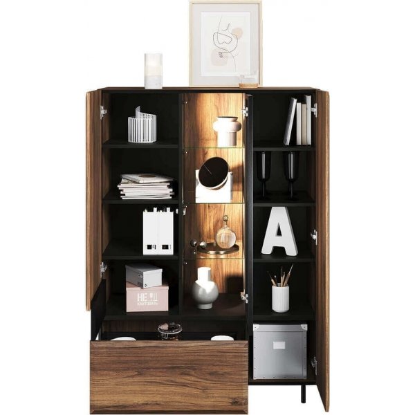 Borga vitrinekast - Catania eiken/zwart