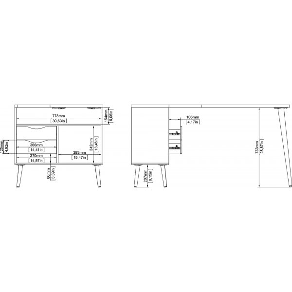 Bureau Oslo 145 x 81 cm - Blanc/chne