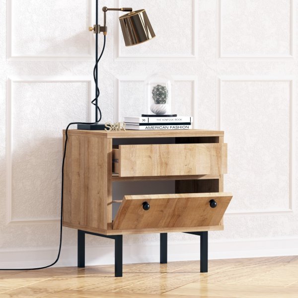 Chevet Pedro - Chêne/noir Chevet Pedro - Chêne/noir