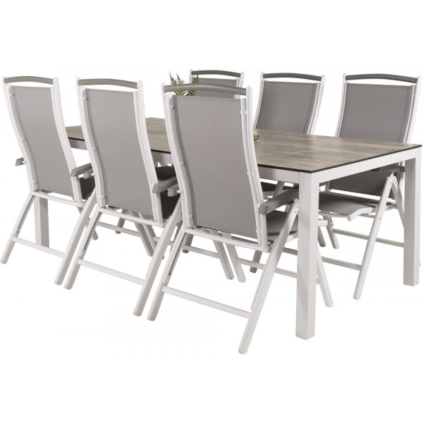 Llama utematgrupp med 6 st Albany stolar - Vit/Grå Llama utematgrupp med 6 st Albany stolar - Vit/Grå