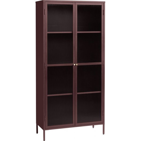 Armoire Dobb en métal bordeaux avec portes vitrées H190 cm Armoire Dobb en métal bordeaux avec portes vitrées H190 cm