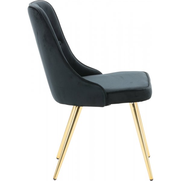 Chaise en tissu noir avec pieds en laiton