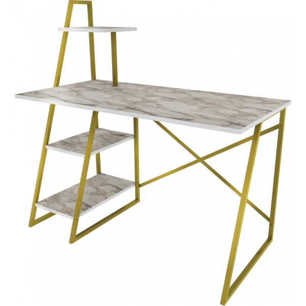 Admira bureau 120 x 60 cm - Wit/goud