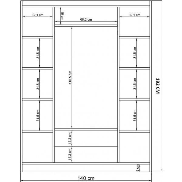 Inci garderob 140 x 50 x 182 cm - Vit Inci garderob 140 x 50 x 182 cm - Vit