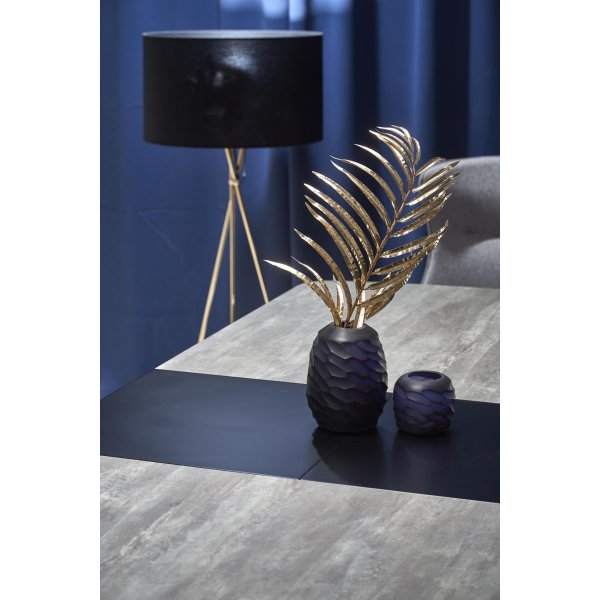 Table  manger Jaylynn 180-230 x 95 cm - Gris fonc/noir