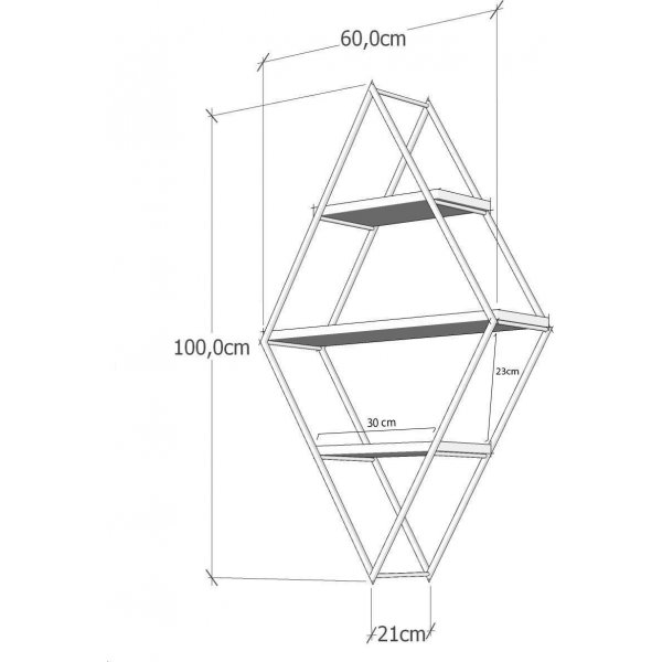 Prizma wandplank - Zwart/walnoot
