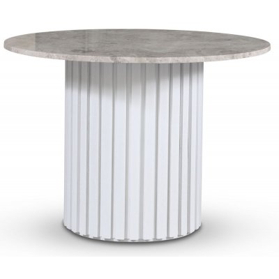 Empire matbord 105 cm - Silver Diana marmor / Vit lamell trfot