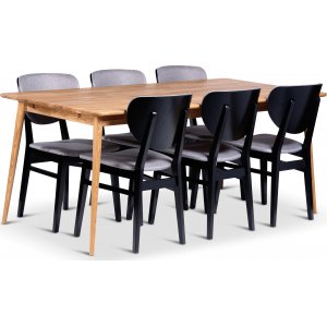 Alborg matbord 180x90 cm med 6 st Borgholm stolar