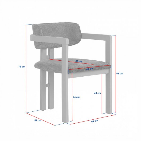 Karmstol Torpin i vit chenille och m�rk valn�t