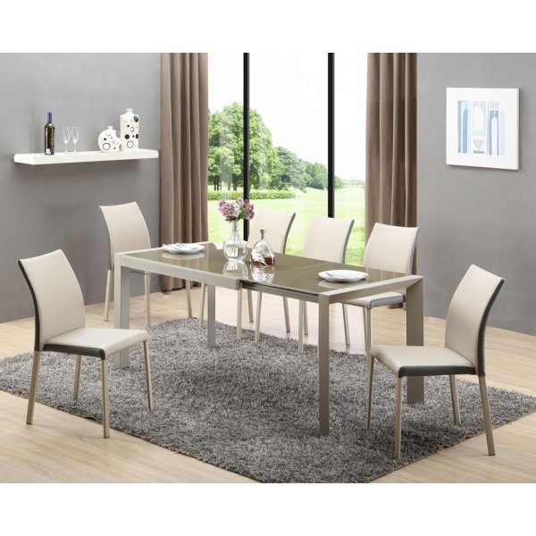Cadence matbord 122-182 cm - Ljusbrun/beige