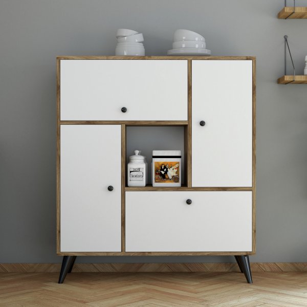 Cabinet Hercules - Blanc/noyer Cabinet Hercules - Blanc/noyer