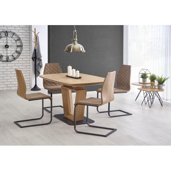 Table  manger ourle 90x160-220cm - Noir/Chne
