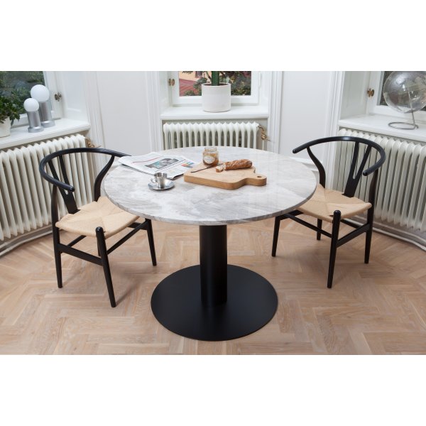 Next 105 runt marmorbord - Svart fot