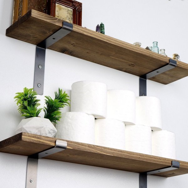 Lamba wandplank 4 - Zwart/walnoot