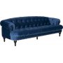 Chesterfield 3-sits soffa i bl sammet