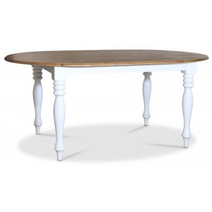 Table  manger ovale blanche Victoria avec plateau marron + Dtachant pour meubles