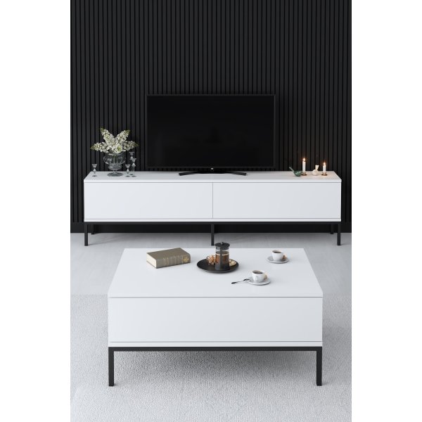 Table basse Lord 90 x 60 cm - Blanc/noir