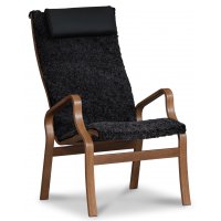 Lammet fåtölj i fårskinn scandinavian dark grey - Brunbetsad ek Lammet fåtölj i fårskinn scandinavian dark grey - Brunbetsad ek