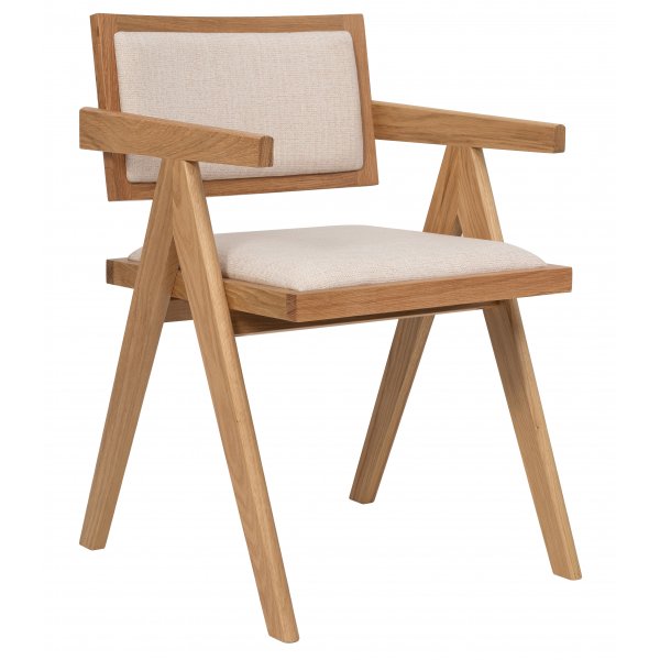 Osaka utdragbart matbord 120-200cm i ek med 4st Sara karmstol i ek och linne