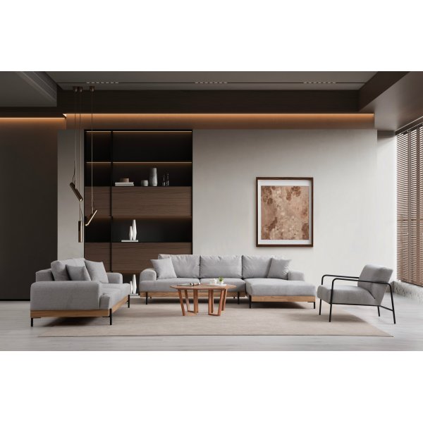 Canapé Eti divan droit - Gris/chêne Canapé Eti divan droit - Gris/chêne