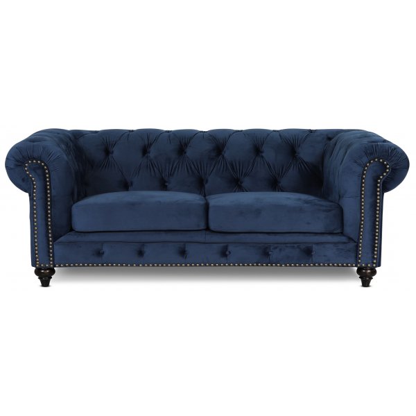 Chesterfield Montgomery 3-sits soffa - Bl sammet