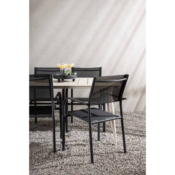 Lina utematgrupp med 6 st Santorini stolar - Beige/Svart Lina utematgrupp med 6 st Santorini stolar - Beige/Svart