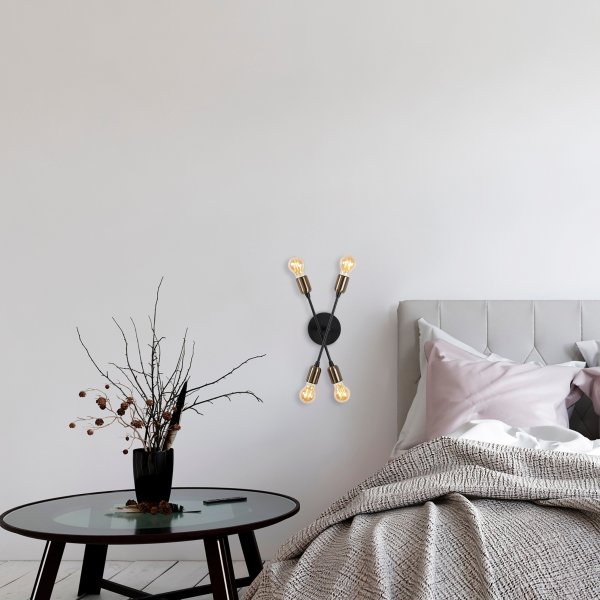 Uitlopende wandlamp 3401 - Zwart